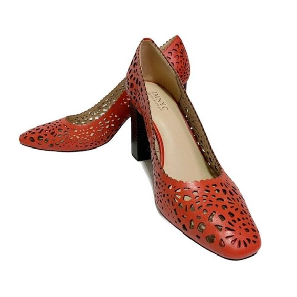 Isaac Mizrahi Orange Heels with Cutout Design - Picture 10 of 12